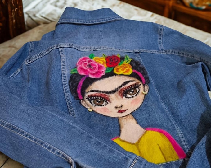 Handmade Frida Kahlo Denim Jacket