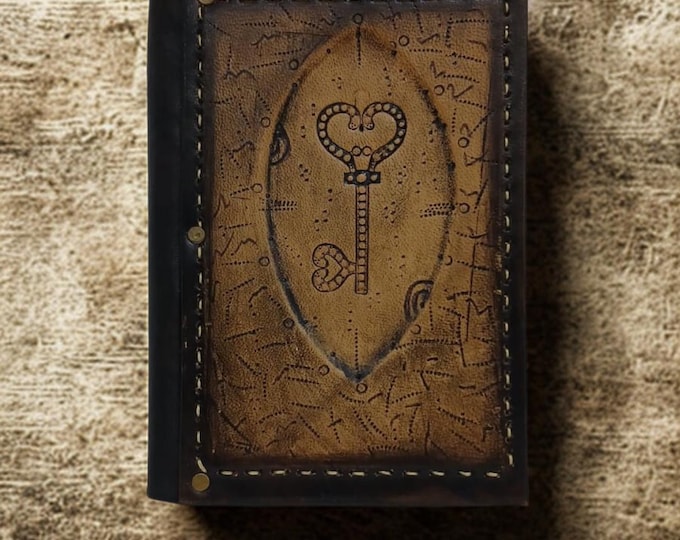 Handmade Key Design Leather Journal – Handmade Lock and Heart Notebook – Vintage Gift Idea