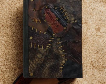 Handmade Leather Journal – Dark Patchwork Steampunk Notebook – Gothic Diary