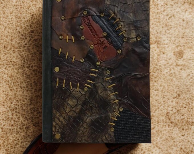 Handmade Leather Journal – Dark Patchwork Steampunk Notebook – Gothic Diary