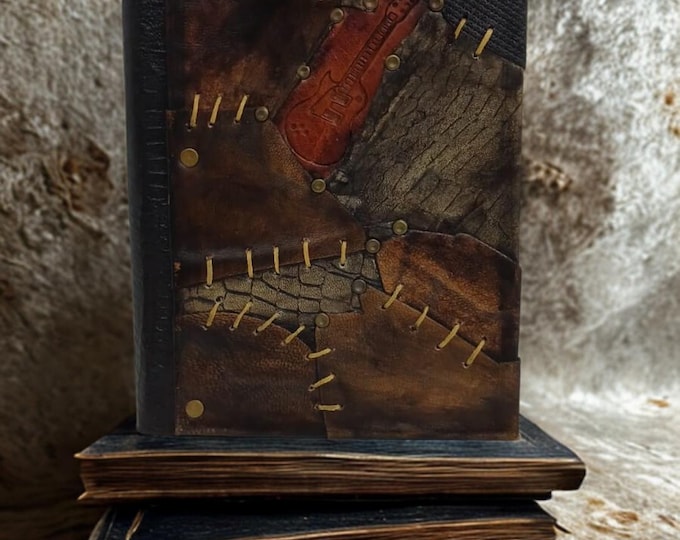 Handmade Leather Guitar Journal – Handmade Gothic Notebook – Rock Music Gift for Him