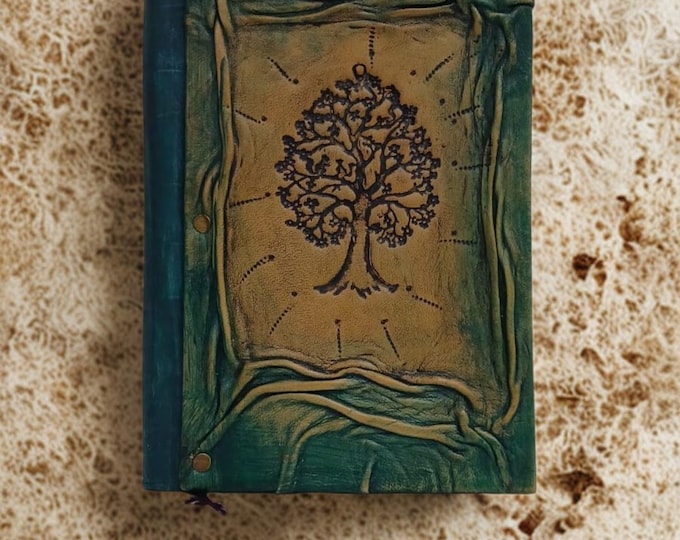 Handmade Leather Journal with Tree of Life – Nature-Inspired Sketchbook – Refillable Notebook Gift
