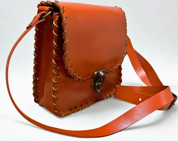 Handmade Genuine Leather Crossbody Bag – Vintage Style Brown Shoulder Bag, Boho Leather Purse, Rustic Unisex Gift, Festival Satchel