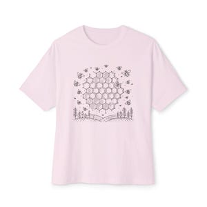 Bee Swarm Oversized Tee, Unisex T-Shirt, Honeycomb Design Shirt, Graphic Tee, Nature Lover Gift