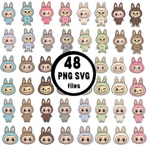 Labubu Character Clipart Bundle: Playful Designs for Cricut (PNG SVG Digital File)