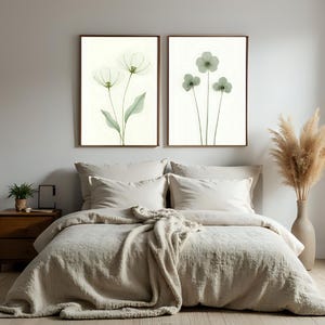Sage Green Minimalist Botanical Wall Art Prints Set of 2 – Sage Green Botanical Wall Art Prints, Modern Natural Art Decor, Digital Download