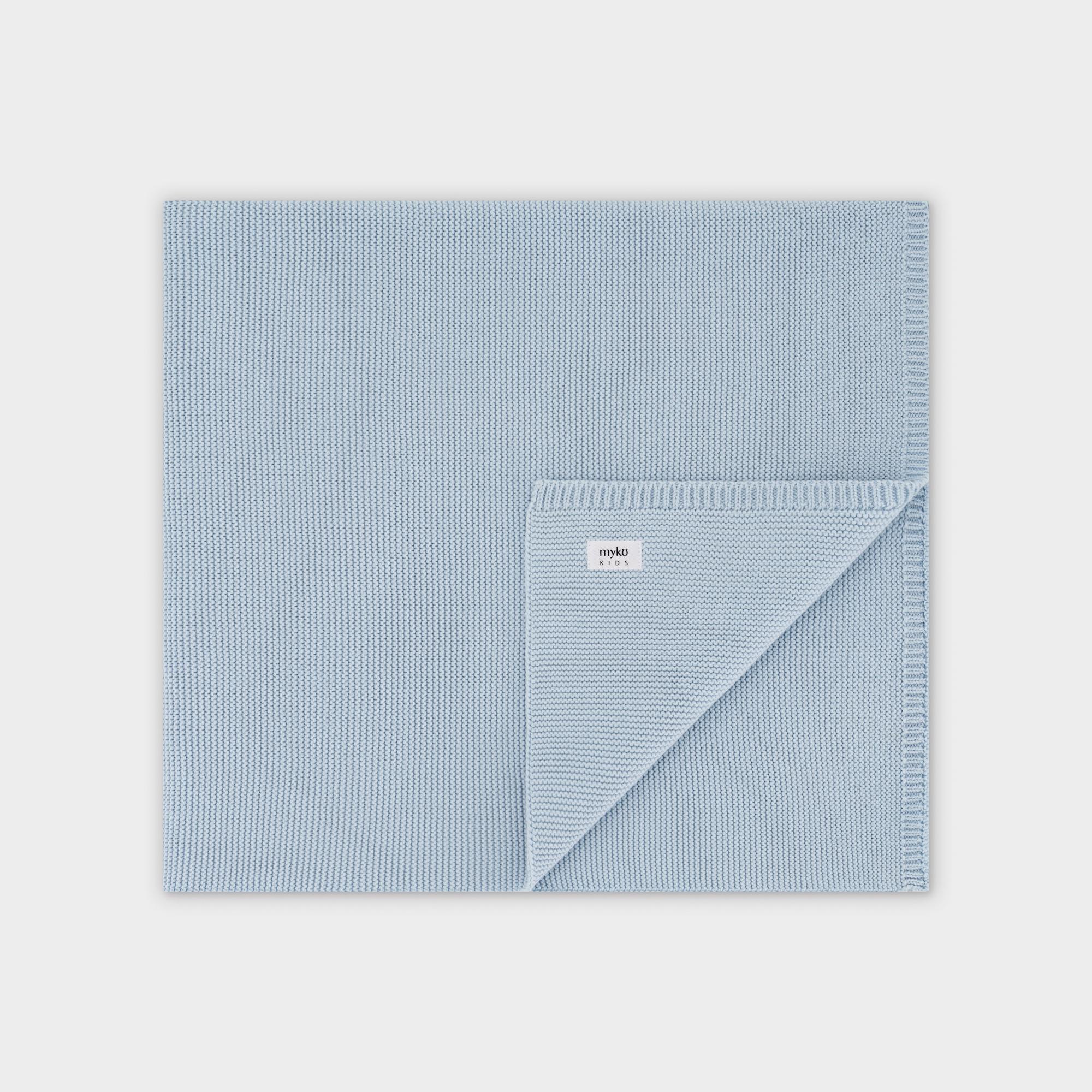 Blue Cotton Tricot Knit Blanket: Soft, Lightweight Throw | Myko Kids