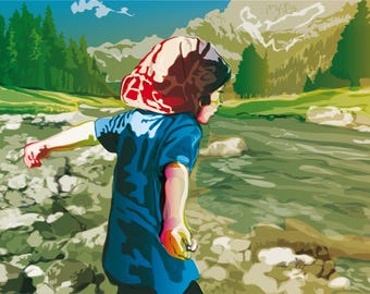 Printable Wall art - Magic River poster - Editable Vector file fir nursery ir gifts