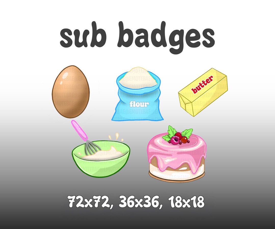 Cake Sub Badges: Baking Theme Twitch/discord/youtube Set - Etsy