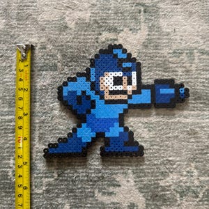 Mega Man Perler Art | Retro Video Game Decor | Pixel Bead Sprite
