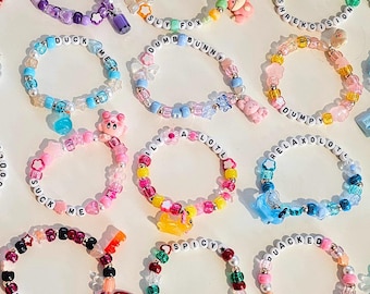 Custom Kandi Bracelet with Charm: Rave Festival Friendship Bracelet