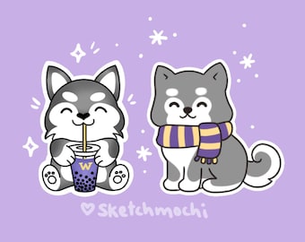 Husky Boba Vinyl Sticker / Winter Scarf Huskies Sticker