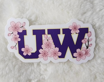 Cherry Blossom Sticker / Vinyl Sticker / Husky Dog