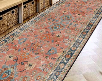 Turkish Long Runner Rug | Warm Terracotta Entry Rug - MH 07
