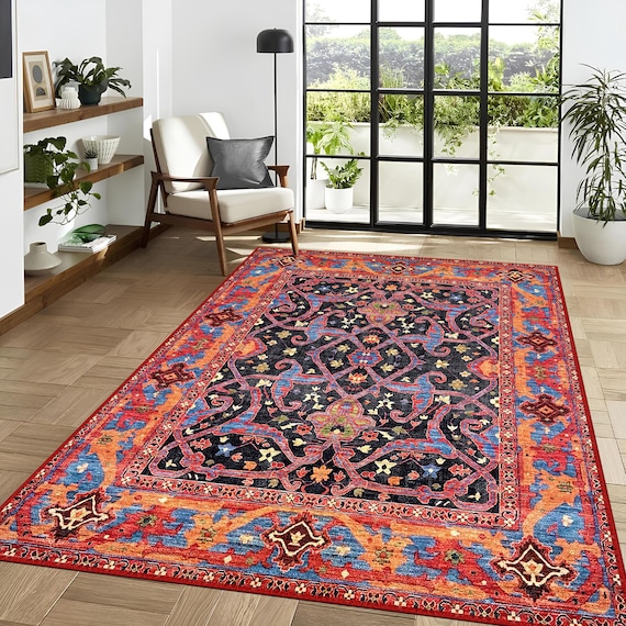 ペルシャ風ラグ 赤黒ベージュ 伝統的デザイン 楽天市場】【開始2H限定！7％OFFクーポン】 ラグ カーペット 200×200