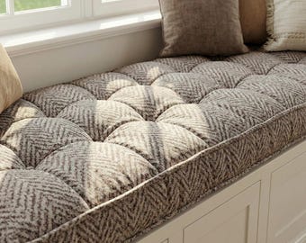 Linen Window Seat Cushion, Indoor Cushion, French Style Cushion, Floor Nook Cushion