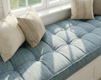 Linen Window Seat Cushion, Indoor Cushion, French Style Cushion, Reading French Cushion