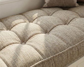 Custom Bench Cushion Indoor, Window Seat Cushion, Tufted Bench Cushion