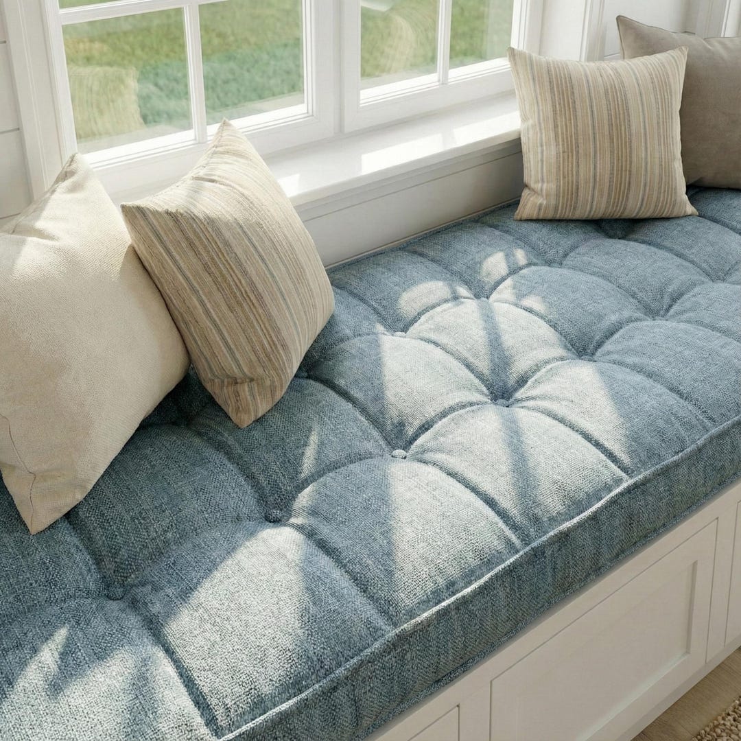 Linen Window Seat Cushion, Indoor Cushion, French Style Cushion, Floor ...