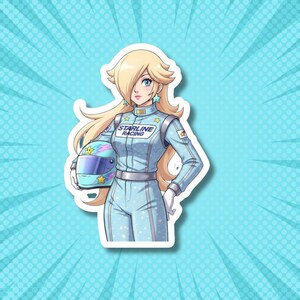 Pegatina de Starline Racing: diseño inspirado en el anime y la parodia de la cultura pop.