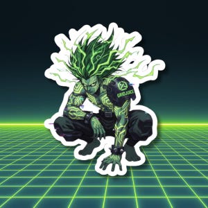 Adesivo "Bestia Elettrica", design parodia ispirato agli anime Pop Art di Cyber Beast