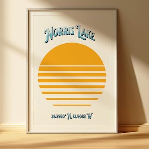 Norris Lake Digital Print | Tennessee Lake Wall Art | Lake House Decor | Instant Download | Minimalist Lake Map or Scenic Print