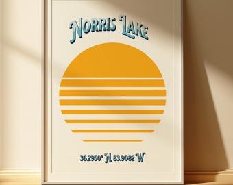 Norris Lake Map Art Print: Tennessee Lake House Decor (Digital Download)