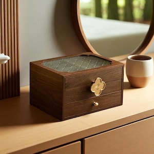 Walnut Jewelry Box with Drawers: Handmade Wooden Jewelry Organizer