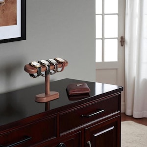 Solid Wood Watch Stand Organizer: Beech or Walnut Jewelry Display