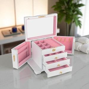 3-Tier Wooden Jewelry Box with Mirror: Elegant Jewelry Organizer