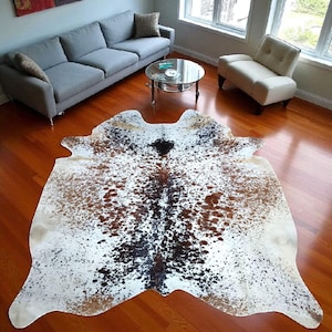 Genuine Cowhide Rug: Natural Hair-on Hide, Rustic Farmhouse Decor