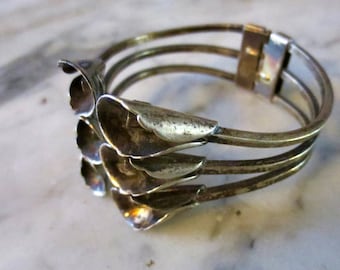 Vintage Renoir Sterling Silver Clamper For Repair | Mid Century Bracelet For Repair | Calla Lillies