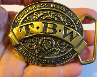 TBW Solid Brass Belt Buckle The Belt Works Industries Los Gatos | Vintage