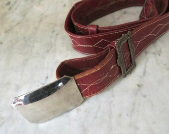 black leather belt with brass buckle vintage Odd Fellows belt and buckle