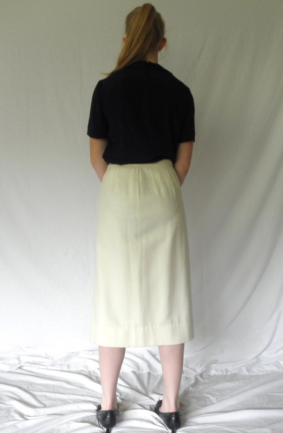 1950s White Wool Pencil Skirt Pin Up Bombshell Fa… - image 7