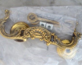 Lot of Two Antique Drawer Furniture Ornate Pulls Handles Brass 6 9/8" Patina