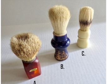 Vintage Badger Bristle Shaving Brushes Lucite Celluloid Porcelain Handles 3 Available Each Sold Separately