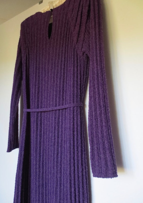 Vintage 70s PURPLE KNIT DRESS Mary Farrin London … - image 8