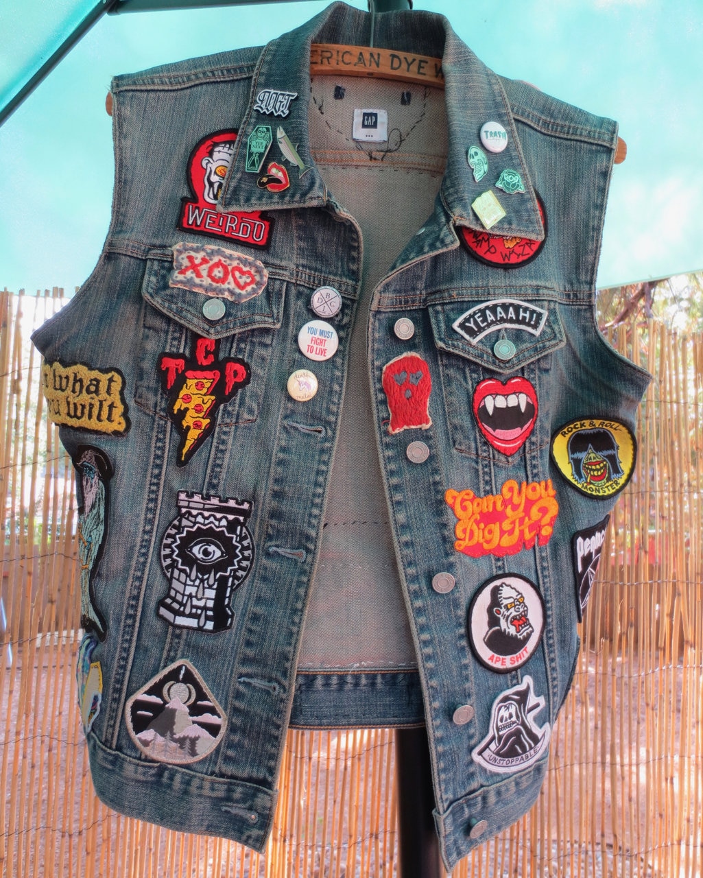 PUNK ROCK VEST | Battle Vest Patches & Pins | vintage Denim Gap Rocker  Chick Metal Womens Medium
