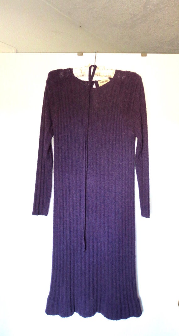 Vintage 70s PURPLE KNIT DRESS Mary Farrin London … - image 9