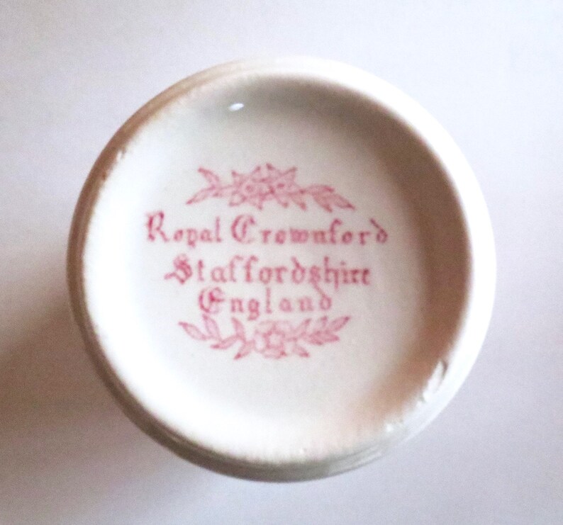 Shabby Chic decor 3 Available Red Transfer Ware Staffordshire Ceramic Bath Cup Vintage Royal Crownford England