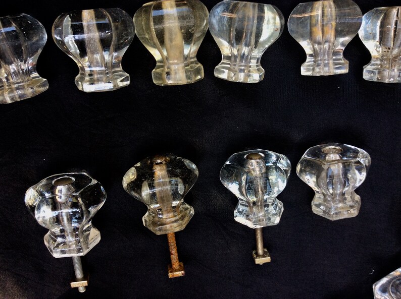 Antique Clear Glass Drawer Knobs Dresser Hardware Priced Etsy