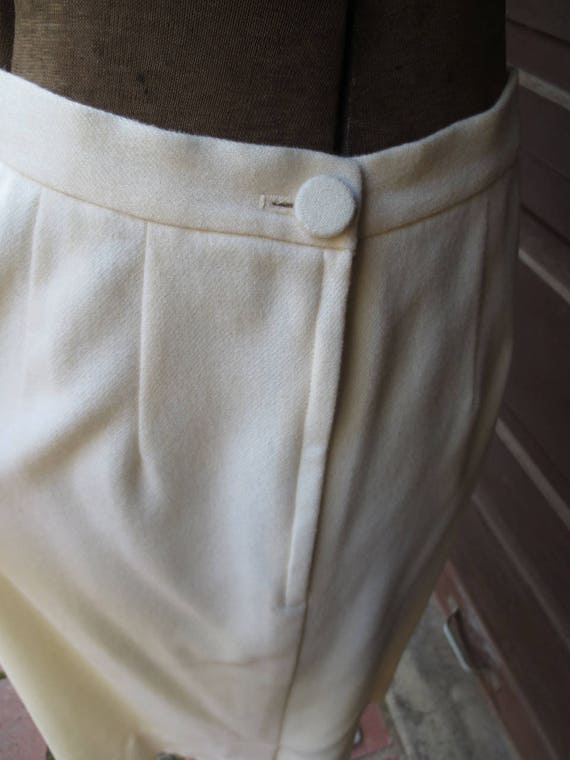 1950s White Wool Pencil Skirt Pin Up Bombshell Fa… - image 9