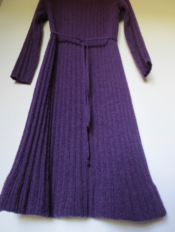 Vintage 70s PURPLE KNIT DRESS Mary Farrin London … - image 5