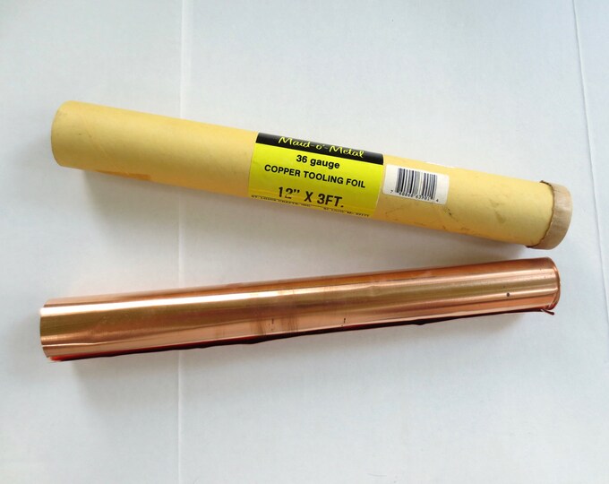Vintage MAID O' METAL 36 Gauge Copper Tooling Foil 12 Inches X 3 Feet