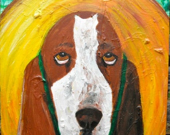 Basset Hound Dog Portrait: Scarlett O'Hara Inspired Acrylic Painting (16x20)