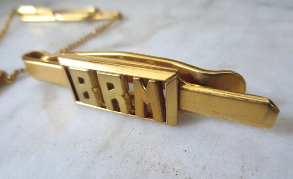 SWANK Monogram BRM Gold Tie Bar and Tie Bar Penda… - image 8