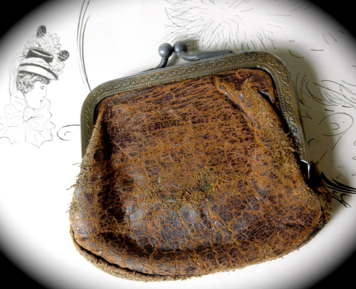 Small Antique Leather Coin Purse Rare and Rustic Etsy