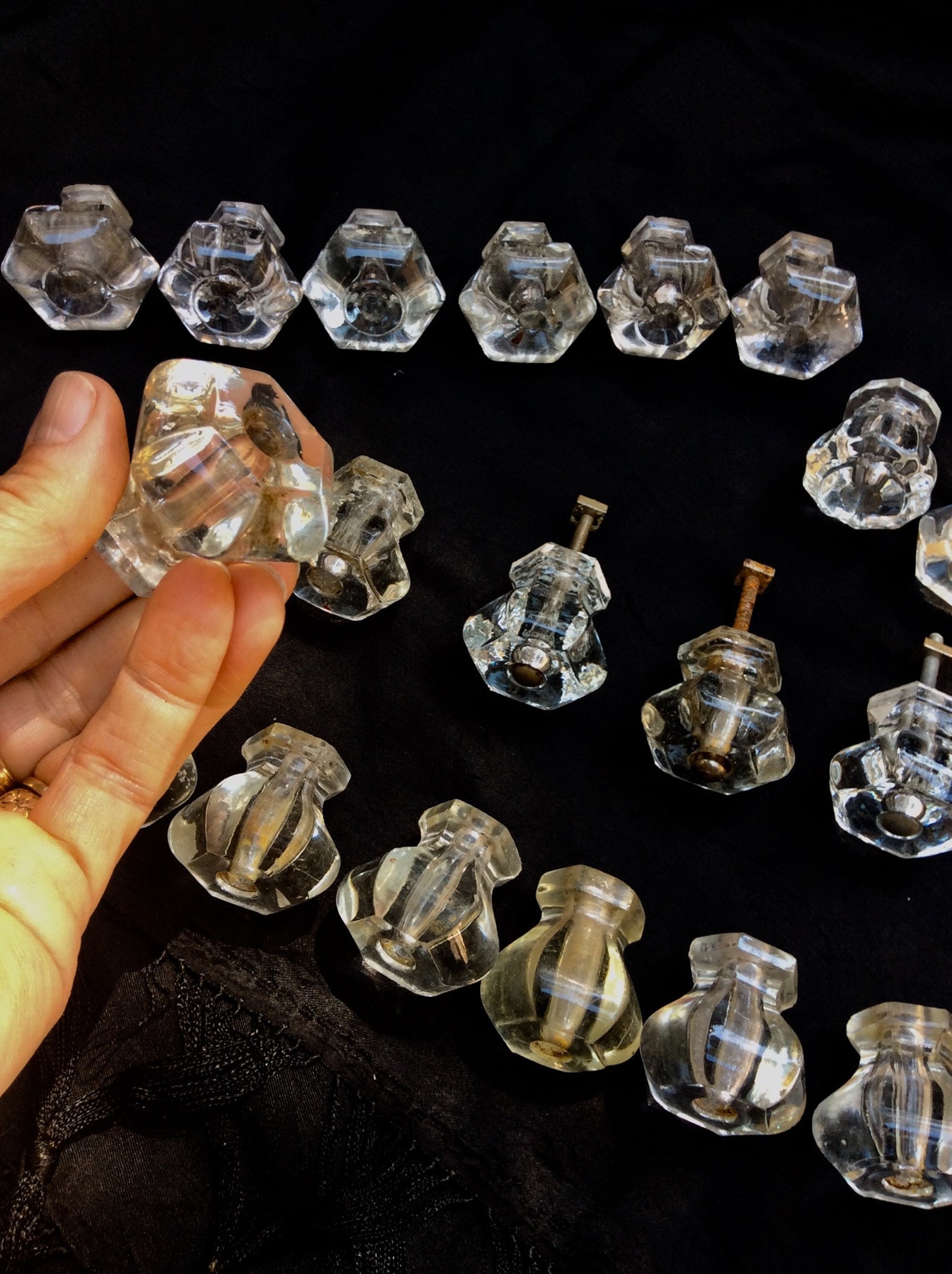 Antique Clear Glass Drawer Knobs Dresser Hardware Priced Etsy