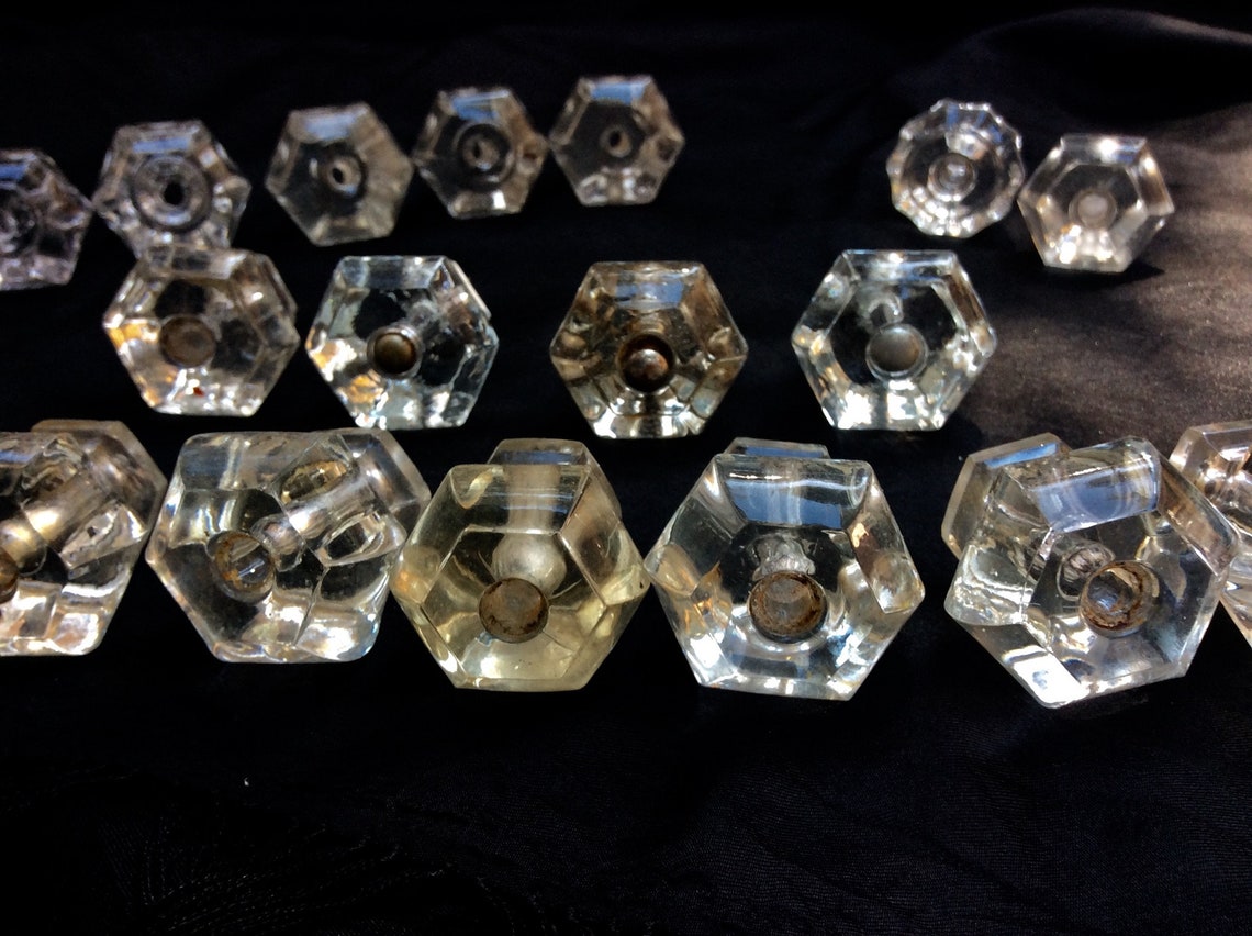 Antique Clear Glass Drawer Knobs Dresser Hardware Priced Etsy